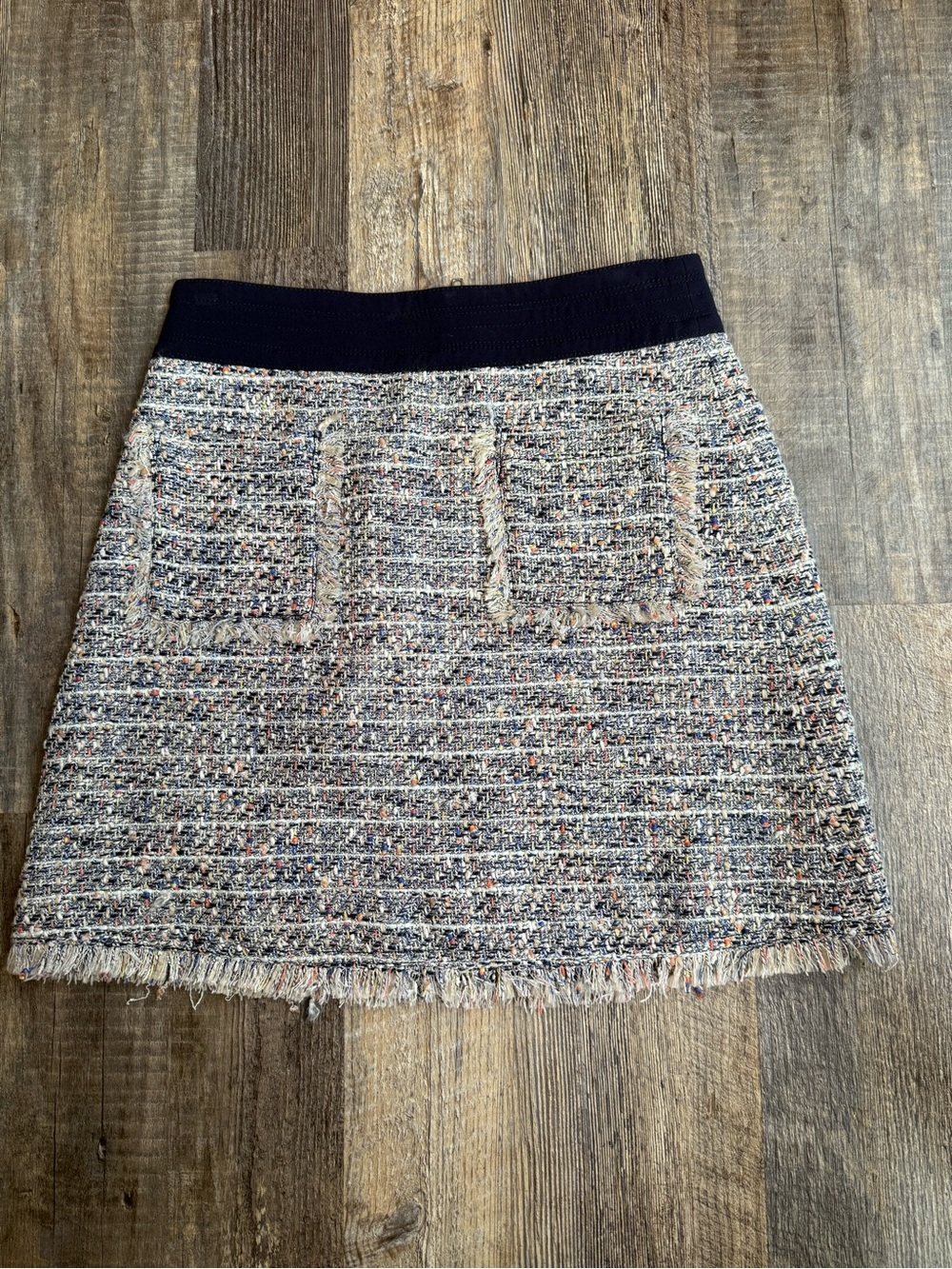 J. Crew Multicolor Tweed Mini Skirt with Black Waistband